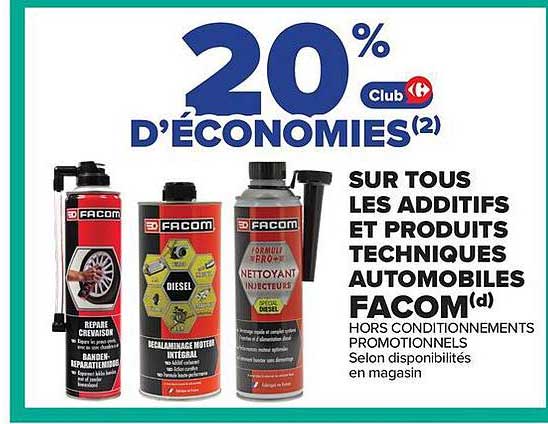 20% Club d'économies sur tous les additifs et produits techniques automobiles FACOM