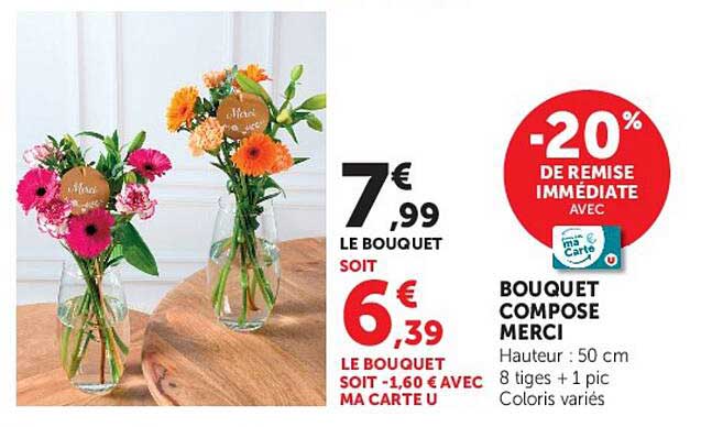 -20% DE REMISE IMMÉDIATE AVEC BOUQUET COMPOSÉ MERCI
