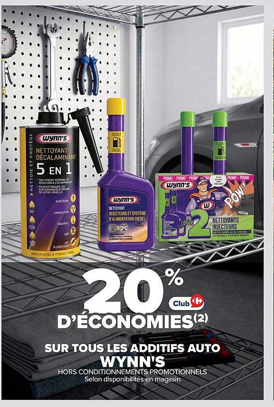 20% D’ÉCONOMIES(2) SUR TOUS LES ADDITIFS AUTO WYNN'S