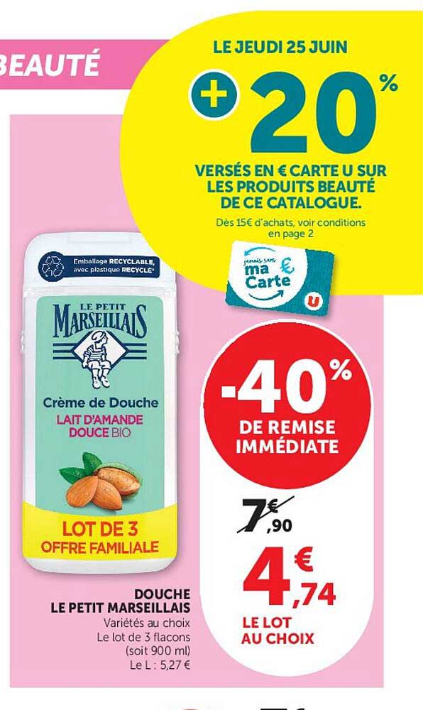 +20% VERSÉS EN € CARTE U SUR LES PRODUITS BEAUTÉ DE CE CATALOGUE.