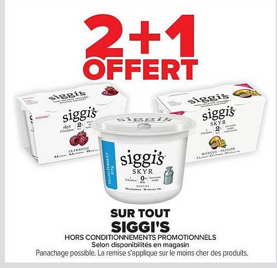 2+1 OFFERT SUR TOUT SIGGI'S