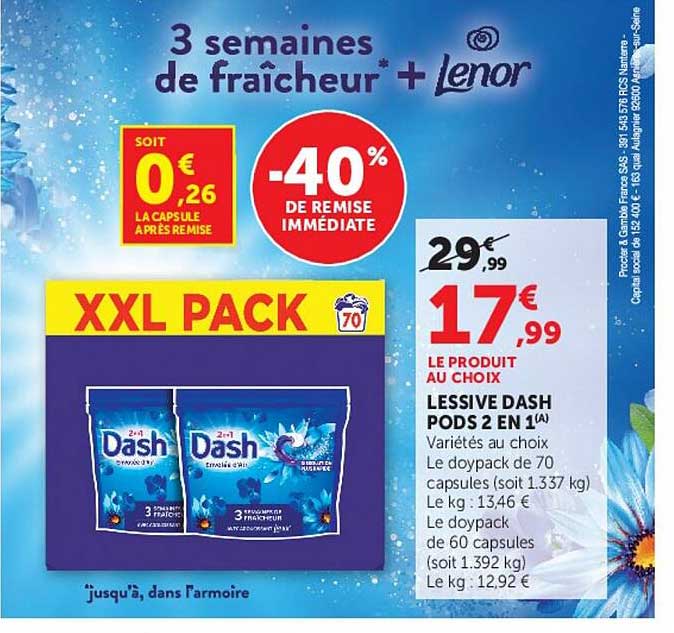 3 semaines de fraîcheur + Lenor