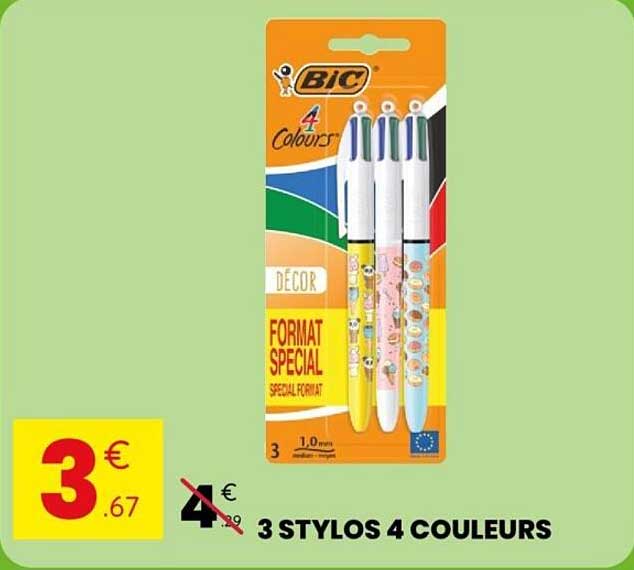 3 STYLOS 4 COULEURS