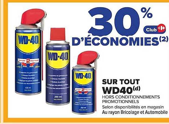 30% D'ÉCONOMIES(2) Club Carrefour sur tout WD40(d)