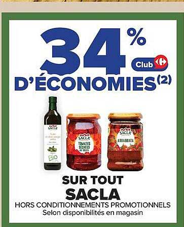 34% Club D'ÉCONOMIES (2) SUR TOUT SACLA