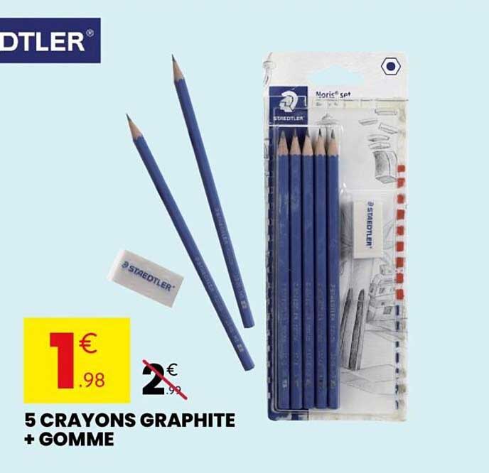 5 CRAYONS GRAPHITE + GOMME