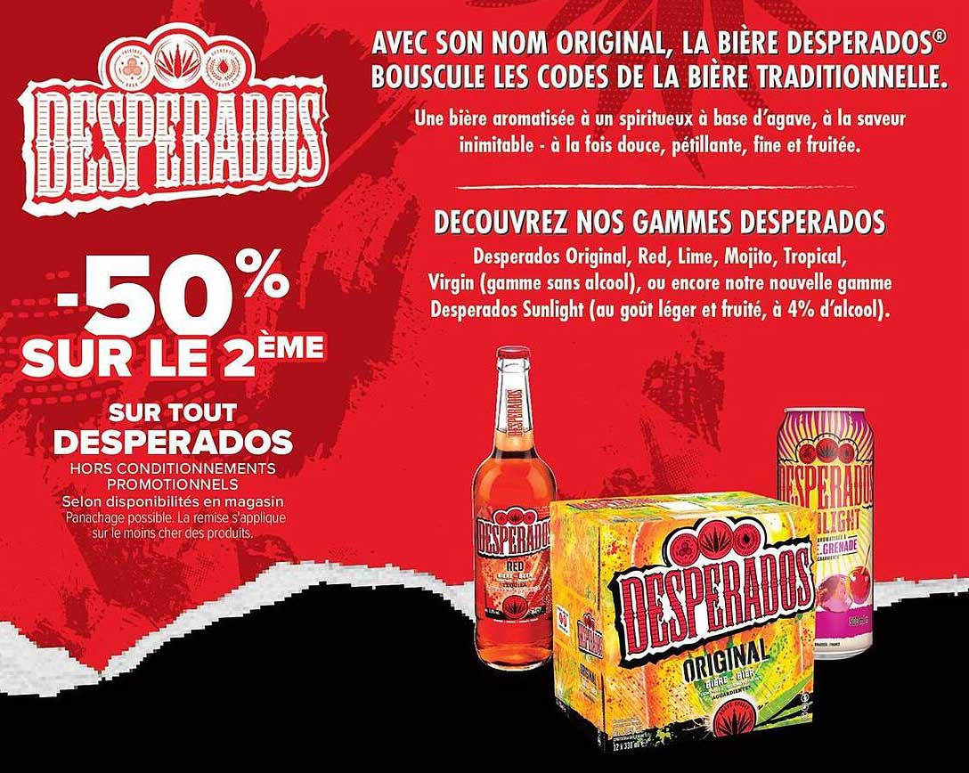 -50% sur le 2ème sur tout Desperados
