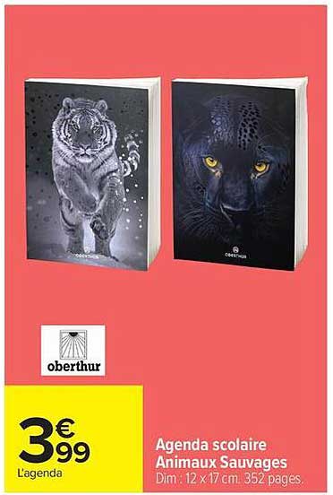 Agenda scolaire Animaux Sauvages
