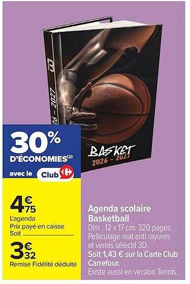 Agenda scolaire Basketball