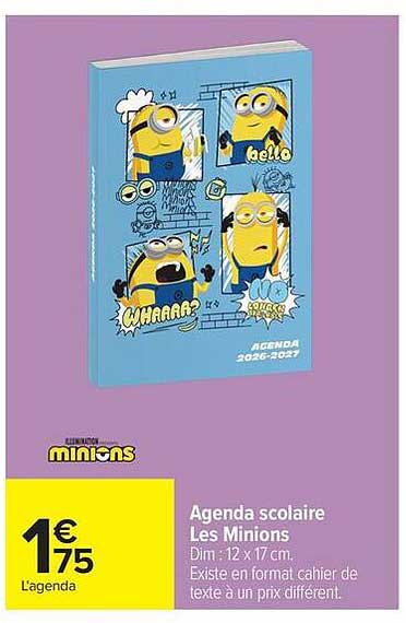 Agenda scolaire Les Minions