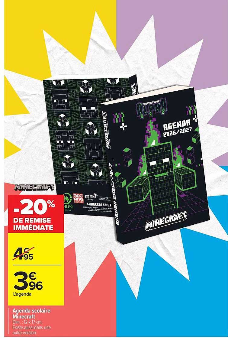 Agenda scolaire Minecraft