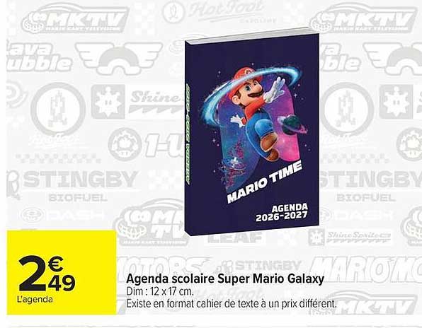Agenda scolaire Super Mario Galaxy