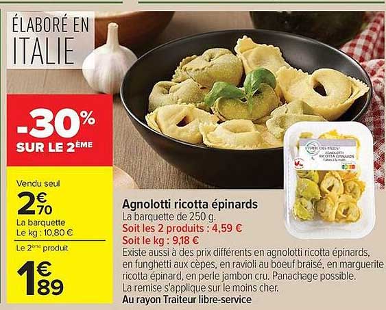 Agnolotti ricotta épinards