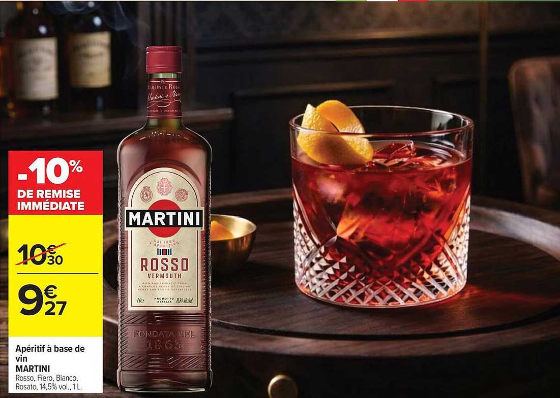 Apéritif à base de vin MARTINI Rosso, Fiero, Bianco, Rosato, 14,5% vol., 1 L