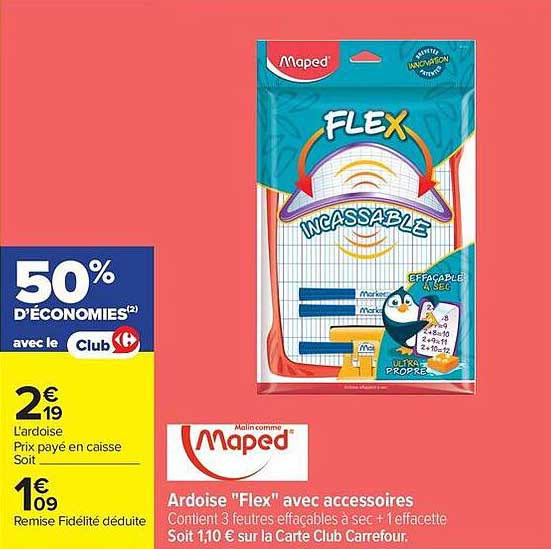 Ardoise "Flex" avec accessoires