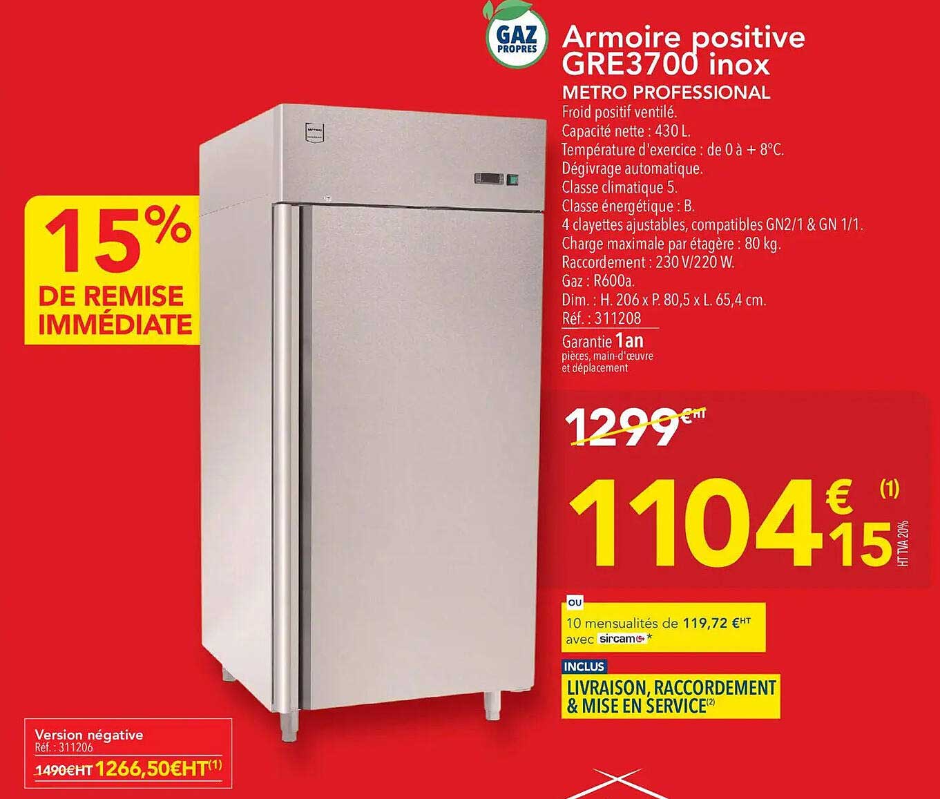 Armoire positive GRE3700 inox