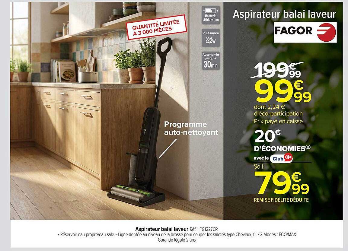 Aspirateur balai laveur