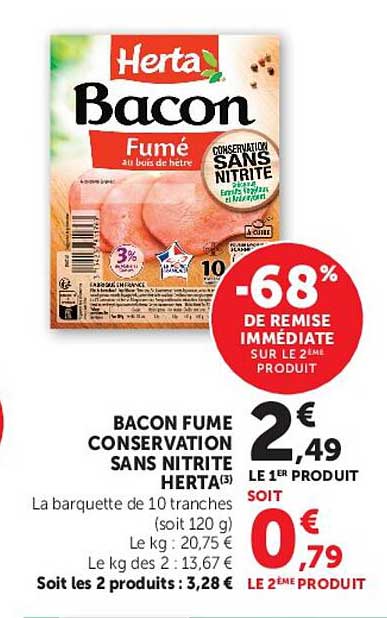 Bacon Fumé Conservation Sans NITRITE HERTA
