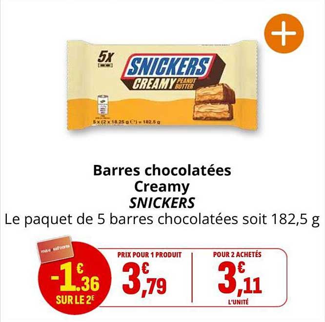 Barres chocolatées Creamy SNICKERS