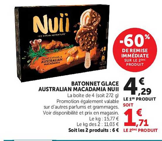 BATONNET GLACE AUSTRALIAN MACADAMIA NUII