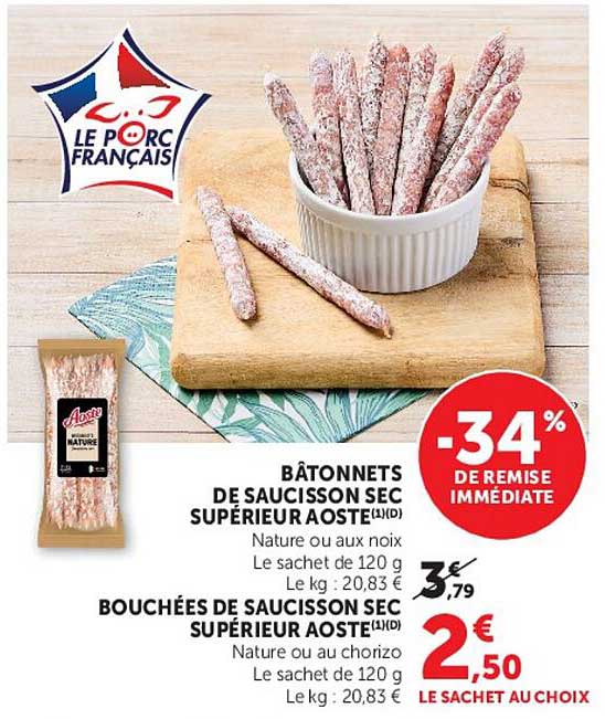 BÂTONNETS DE SAUCISSON SEC SUPÉRIEUR AOSTE