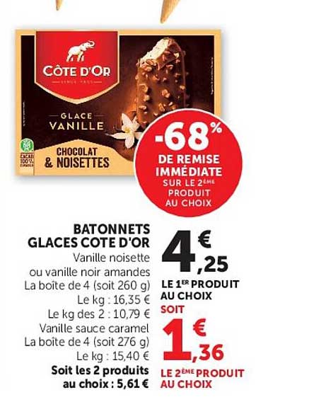 BATONNETS GLACES COTE D'OR