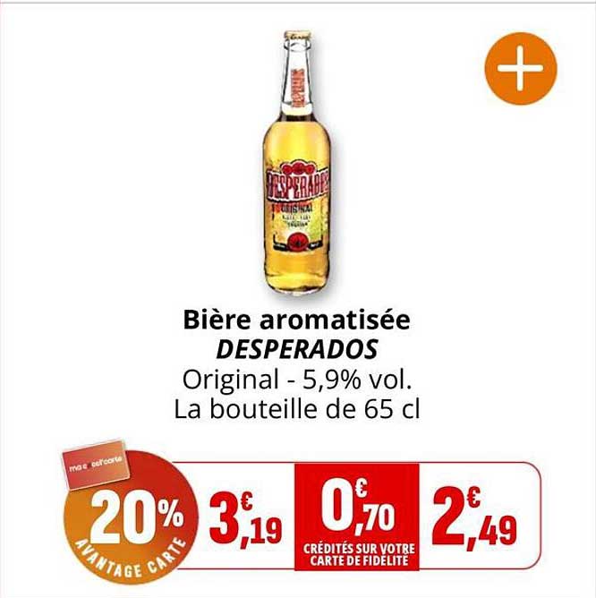 Bière aromatisée DESPERADOS Original - 5,9% vol. La bouteille de 65 cl