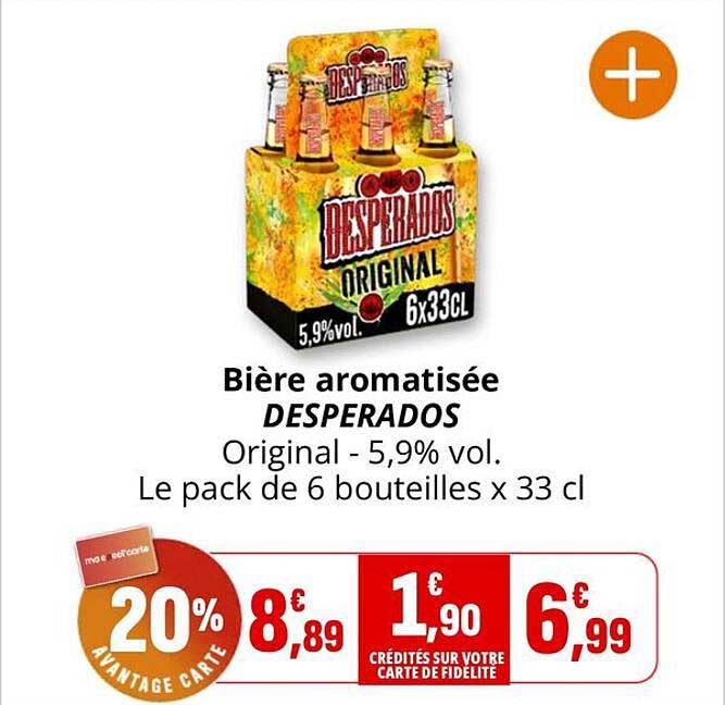 Bière aromatisée DESPERADOS Original - 5,9% vol. Le pack de 6 bouteilles x 33 cl