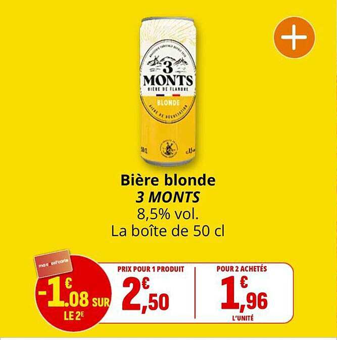 Bière blonde 3 MONTS 8,5% vol. La boîte de 50 cl