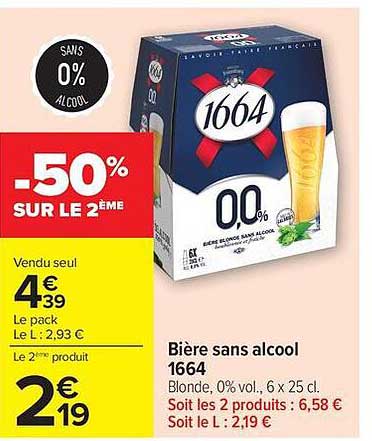 Bière sans alcool 1664