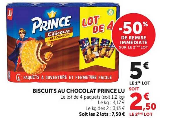 BISCUITS AU CHOCOLAT PRINCE LU