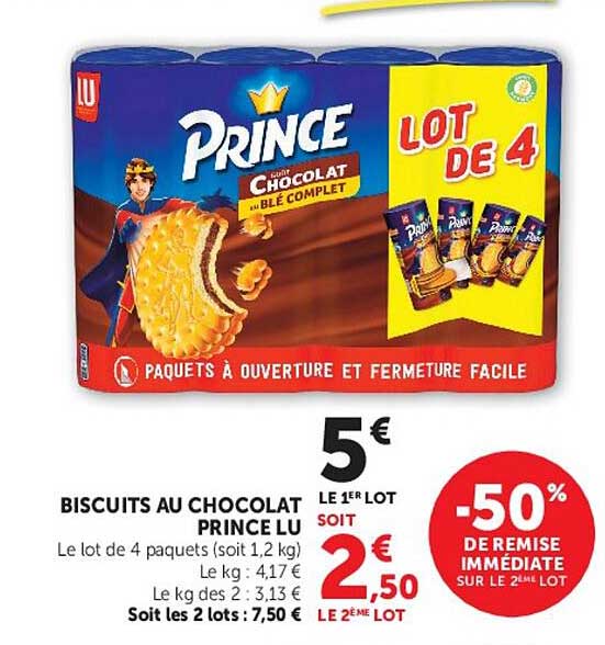 BISCUITS AU CHOCOLAT PRINCE LU