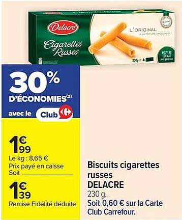 Biscuits cigarettes russes DELACRE