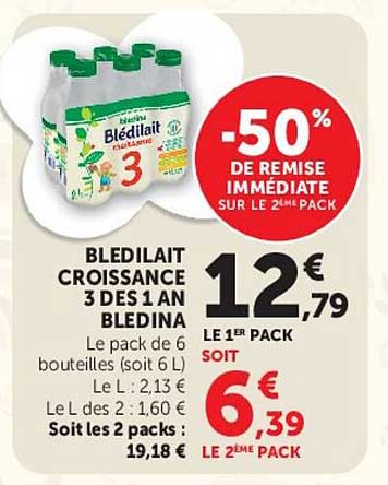 BLEDILAIT CROISSANCE 3 DES 1 AN BLEDINA