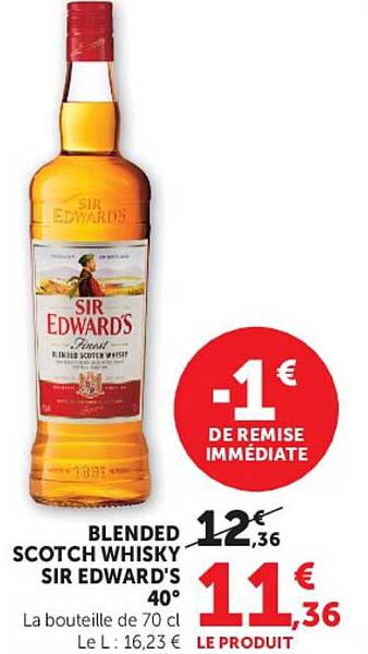BLENDED SCOTCH WHISKY SIR EDWARD'S 40°