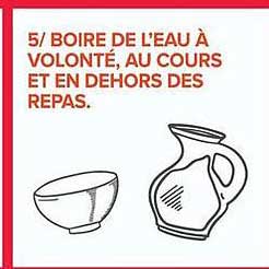 BOIRE DE L'EAU A VOLONTÉ, AU COURS ET EN DEHORS DES REPAS.
