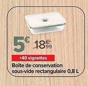 Boîte de conservation sous-vide rectangulaire 0,8 L