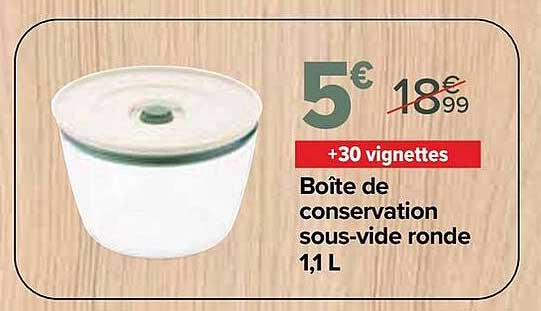 Boîte de conservation sous-vide ronde 1,1 L