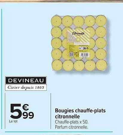 Bougies chauffe-plats citronnelle