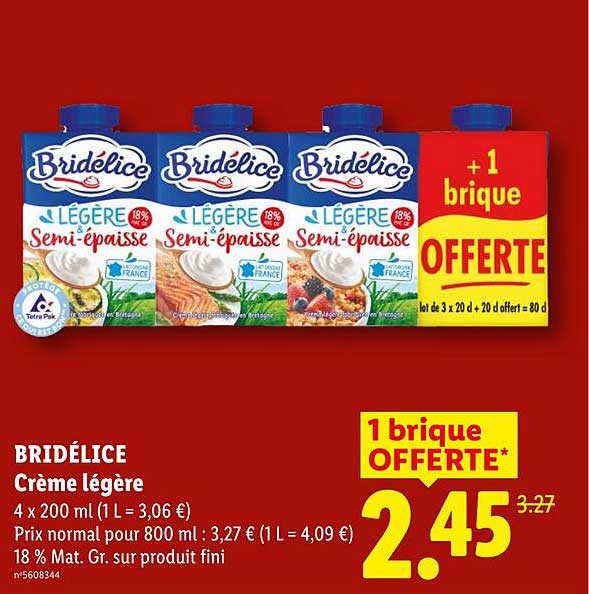 BRIDÉLICE Crème légère