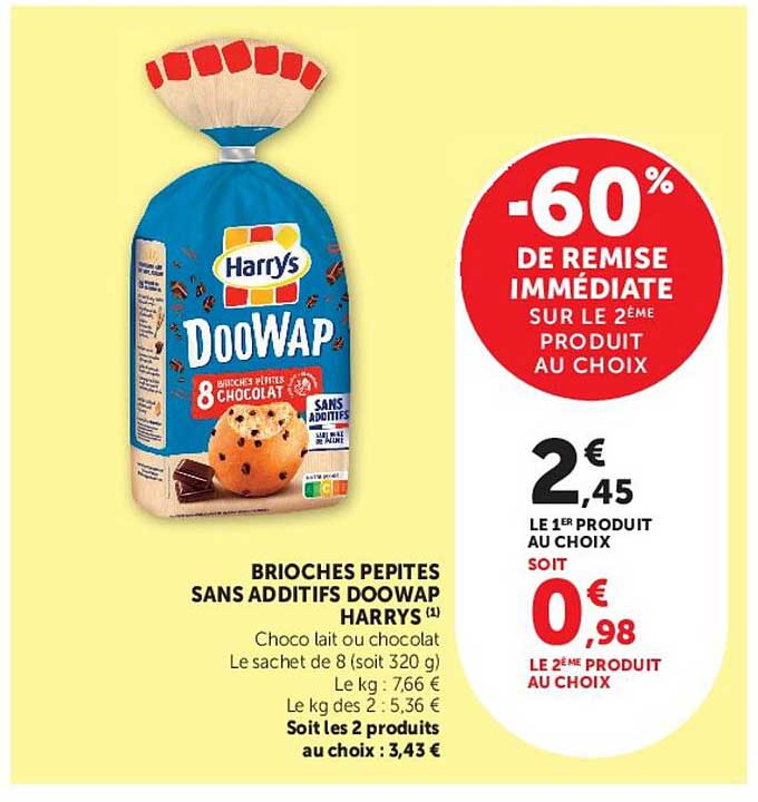 BRIOCHES PEPITES SANS ADDITIFS DOOWAP HARRYS