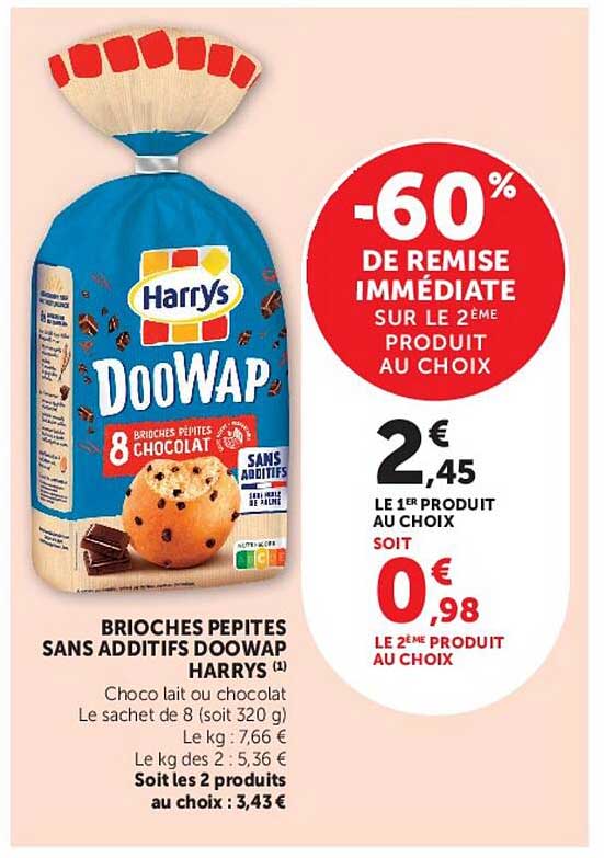 BRIOCHES PEPITES SANS ADDITIFS DOOWAP HARRY'S