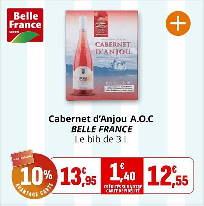 Cabernet d’Anjou A.O.C BELLE FRANCE Le bib de 3 L