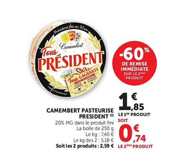 CAMEMBERT PASTEURISE PRESIDENT