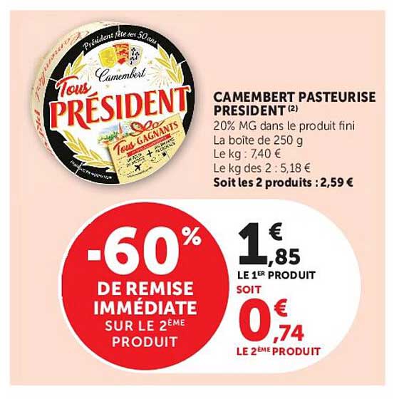 CAMEMBERT PASTEURISÉ PRESIDENT(2)