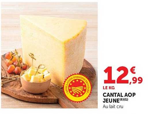 CANTAL AOP JEUNE(6)G Au lait cru