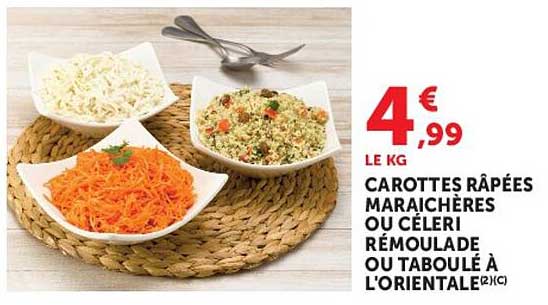 CAROTTES RÂPÉES MARAÎCHÈRES OU CÉLERI RÉMOULADE OU TABOULÉ À L'ORIENTALE