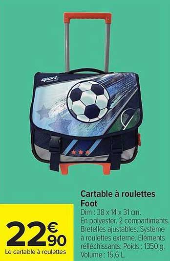 Cartable à roulettes Foot