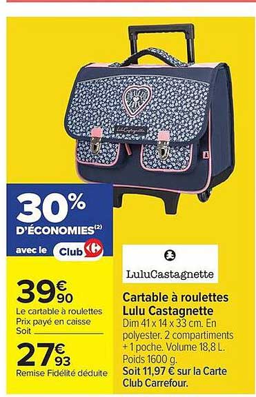 Cartable à roulettes Lulu Castagnette