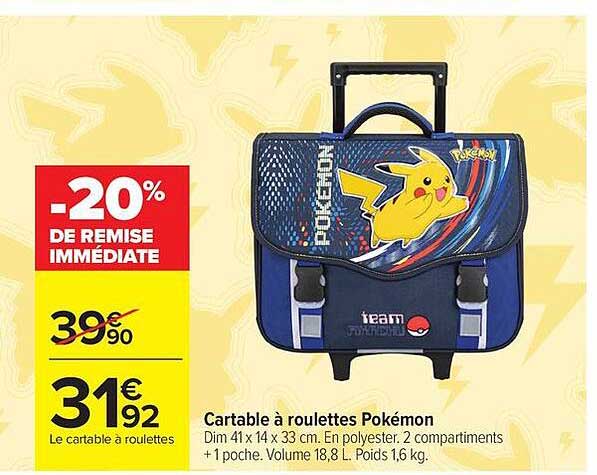 Cartable à roulettes Pokémon